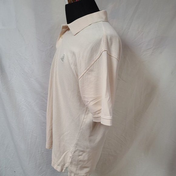 Izod Silk Wash Mens Large Ivory Short Sleeve 2 Button Pullover Logo Polo Shirt - Picture 9 of 12
